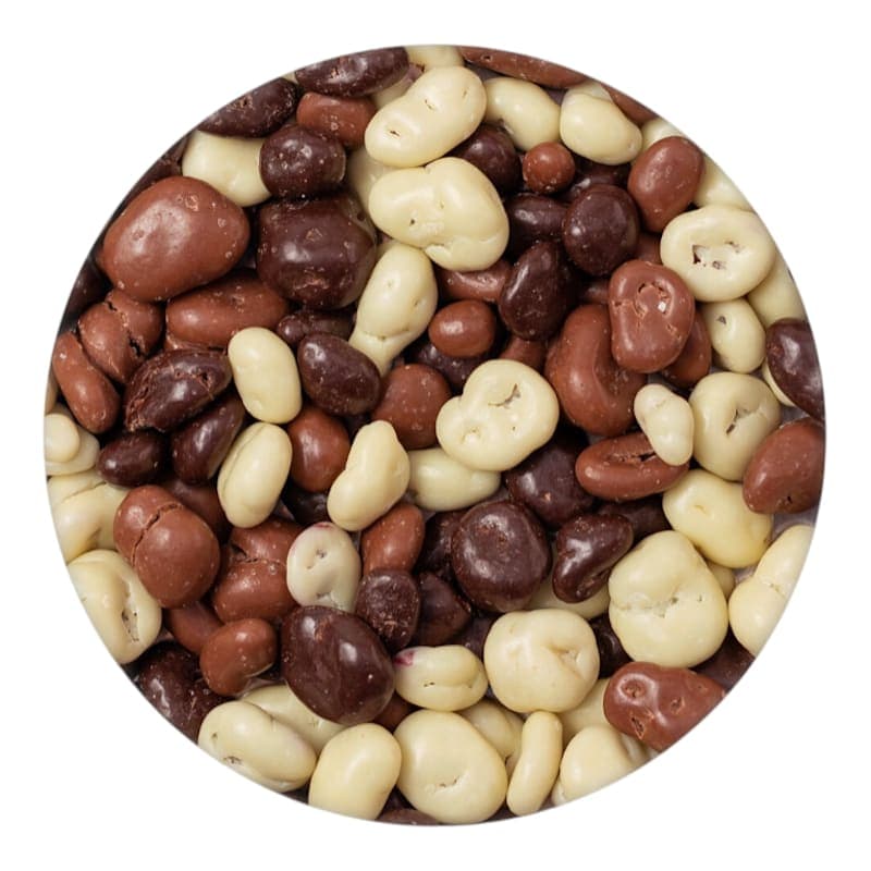 Blueberry in three types of chocolate